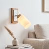 Alvorn Wandspot aus Holz und Metall mit weißem Glasschirm, verstellbar