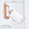Alvorn Wandspot aus Holz und Metall mit weißem Glasschirm, verstellbar
