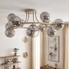 Chehalis Deckenleuchte Rauchglas Kugel, 12-flammig, sandfarbenes Metall