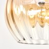Cluster-Deckenleuchte Koyoto mit 4 Riffelglas-Kugeln in Klar, Bernstein und Rauch