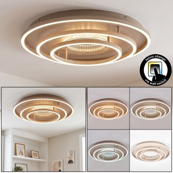 Melin LED Deckenleuchte rund Ø 51,1 cm, sandfarben mit Infinity-Spiegel-Effekt