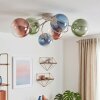 Moderne Cluster-Deckenleuchte Chehalis mit 6 bunten Glaskugeln, ø 15 cm, G9