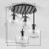 Koyoto Deckenleuchte Holz Glas, 4-flammig mit bernsteinfarbenem Riffelglas