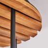 Koyoto Deckenleuchte Holz Glas, 4-flammig mit bernsteinfarbenem Riffelglas