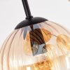 Koyoto Deckenleuchte Holz Glas, 4-flammig mit bernsteinfarbenem Riffelglas