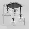 Koyoto Deckenleuchte Glas Kugel, 4-flammige Deckenlampe mit Riffelglas