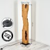 Stehleuchte Sernadelo, naturfarbene Holzsäule mit organischem Ausschnitt, offene E27-Fassung