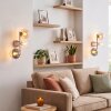 Kugel-Wandleuchte Koyoto im 2er-Set mit drei Glasschirmen in Klar, Bernstein und Rauch