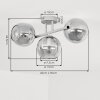 Moderne Cluster-Deckenleuchte Koyoto mit drei Glasschirmen in Chrom, Rauchfarben und Klar