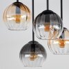 Moderne Cluster-Deckenleuchte Koyoto mit 4 Glasschirmen in Rauch, Bernstein und Klar