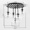 Boho-Cluster-Deckenleuchte Gastor mit Holzlamellenplatte und 5 klaren Glasschirmen