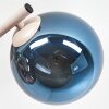 Retro-Kugel-Wandleuchte Gastor mit drei bunten Glasschirmen in Blau, Grün und Kupferfarben