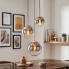 Hängeleuchte Gastor, höhenverstellbar bei Montage, 3 Rauchglas- und Klarglasschirme