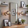 Wandleuchte Gastor im 2er-Set mit rundem Rauchglasschirm, sandfarbener Metallkörper, E14