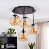 Moderne Cluster-Deckenleuchte Ripoll mit 4 runden Glasschirmen in Bernstein, ø 15 cm