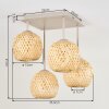 Sandfarbene Cluster-Deckenleuchte Basto mit 4 Bambusschirmen in Naturfarben