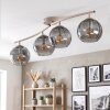 Moderne Kugel-Deckenleuchte Koyoto mit 4 rauchfarbenen Glasschirmen