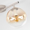 Moderne Kugel-Deckenleuchte Gastor, geschwungene Stange, Glasschirme, 2-flammig