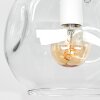 Moderne Wandleuchte Ripoll mit drei klaren Glasschirmen, sandfarbenes Metallgestell