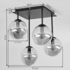 Moderne Cluster-Deckenleuchte Gastor mit 4 runden Rauchglas-Kugelschirmen