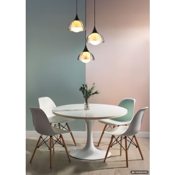 NOWA Eva Pendelleuchte für Esstisch, 3-flammig, rauchfarbene Glasschirme, Ø 20 cm