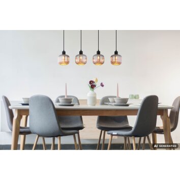 NOWA Tom Pendelleuchte mit rauchfarbenem Glasschirm, 4-flammig, E14, ø 15 cm