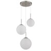 NOWA Kop 3-flammige Kugel-Hängeleuchte in Nickel-Matt mit braunem Glasschirm