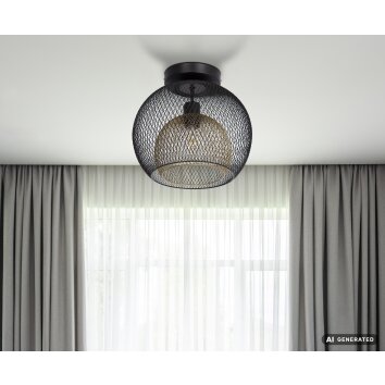 NOWA Selina Deckenleuchte Deckenlampe mit goldfarbenem Metallschirm aus Metall, E27, 40 Watt