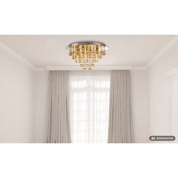 NOWA London goldfarbene Metall-Deckenlampe mit Acrylglas 5-flammig E14 ø 46 cm