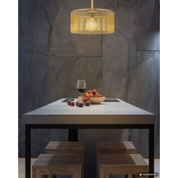 NOWA Leeds Goldene Metall-Deckenlampe E27 Ø 35 cm mit bernsteinfarbenem Schirm