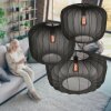 Steinhauer Sable Pendelleuchte Hängeleuchte schwarzer Stoffschirm Länge 60 cm