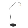 Steinhauer Zig-Zag Metall-Bogenstehlampe mit Holzschirm Naturfarben-Schwarz 173 cm