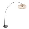 Steinhauer Solva moderne Bogenstehlampe mit braunem Holzschirm, dimmbar, E27