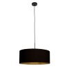 Steinhauer Sparkled Light Esstisch-Pendelleuchte schwarz mit goldfarbenem Stoffschirm, dimmbar