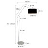 Steinhauer Prestige Chic dimmbare Schwenkarm-Stehlampe, 250 cm, gold-schwarzer Stoffschirm