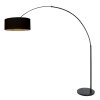 Steinhauer Stehlampe Sparkled Light mit rundem schwarzem Stoffschirm, verstellbar