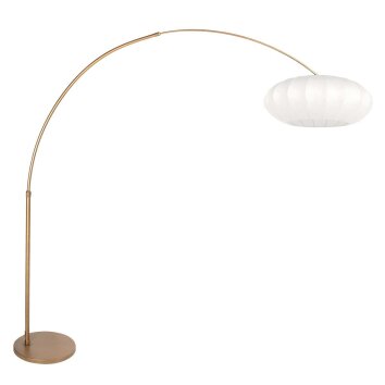 Steinhauer Sparkled Light Bogenstehlampe mit weißem Stoffschirm, Bronze, E27