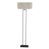 Steinhauer Stehlampe Stang, verstellbar, rechteckiger Rahmen, grauer Stoffschirm