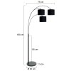 Steinhauer Sparkled Light Bogen-Stehlampe 3-flammig mit gold-schwarzen Stoffschirmen, E27
