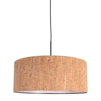 Steinhauer Sparkled Light Pendelleuchte aus Metall mit beigem Korkschirm, Ø 50 cm, Länge 50 cm