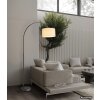 Globo Thea Bogenstehlampe für Wohnzimmer mit cremefarbenem Stoffschirm, modern