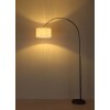 Globo Thea Bogenstehlampe für Wohnzimmer mit cremefarbenem Stoffschirm, modern