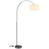Globo Thea Bogenstehlampe für Wohnzimmer mit cremefarbenem Stoffschirm, modern