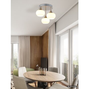 Globo Lui runde LED Deckenleuchte mit weißem Glasschirm Ø 15 cm Nickel-Matt modern
