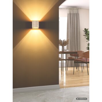 Globo Rojas LED Up-Down Wandleuchte aus Travertin, eckig, 3000K 576 lm 6W, modern