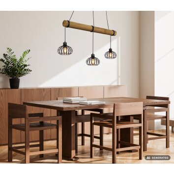 Globo Caldwell Hängeleuchte Esstisch Industrial 3-flammig Holz Metall E27 100 cm
