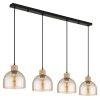Globo Swanson 4-flammige Hängeleuchte für Esszimmer aus Holz, Metall und Glas