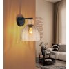 Globo Swanson braune Holz-Glas-Wandleuchte mit bernsteinfarbenem Glasschirm, E27