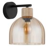 Globo Swanson braune Holz-Glas-Wandleuchte mit bernsteinfarbenem Glasschirm, E27