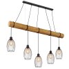Globo Berti 5-flammige Holzbalken-Hängeleuchte für Esstisch E27 Industrial, 140 cm
